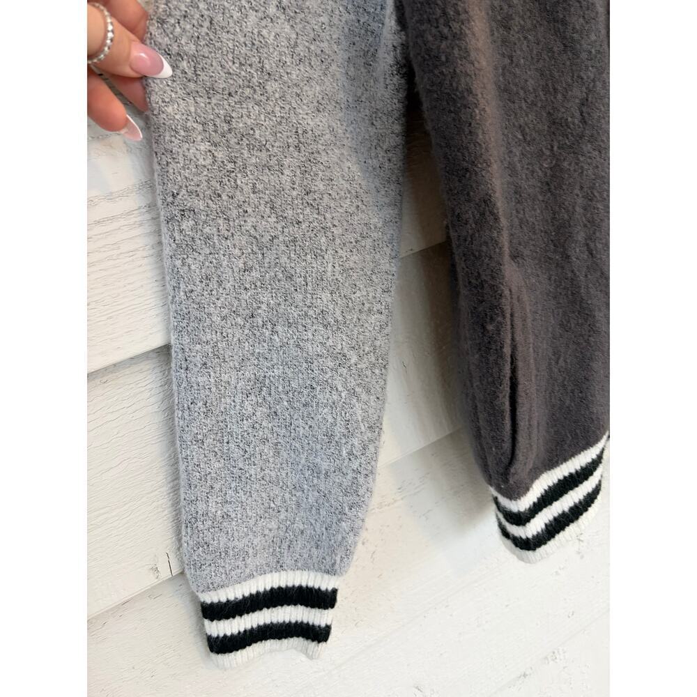 Allie Rose Varsity Sweater Jacket Medium Gray Charcoal Zip Up Bomber Cardigan - Picture 4 of 7